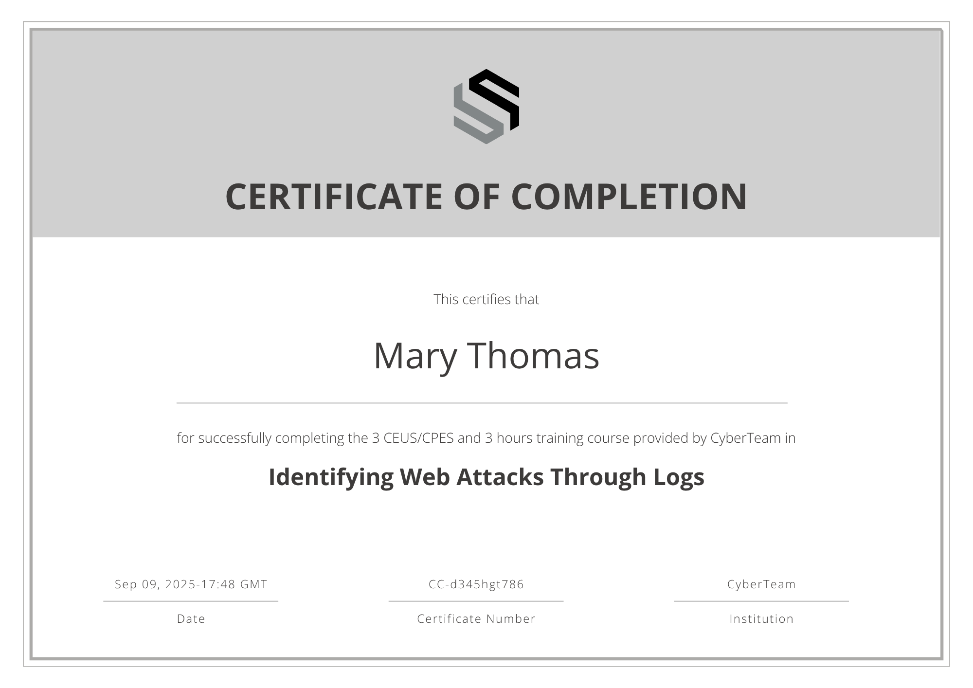 Verified CEU Certificate of Completion Template